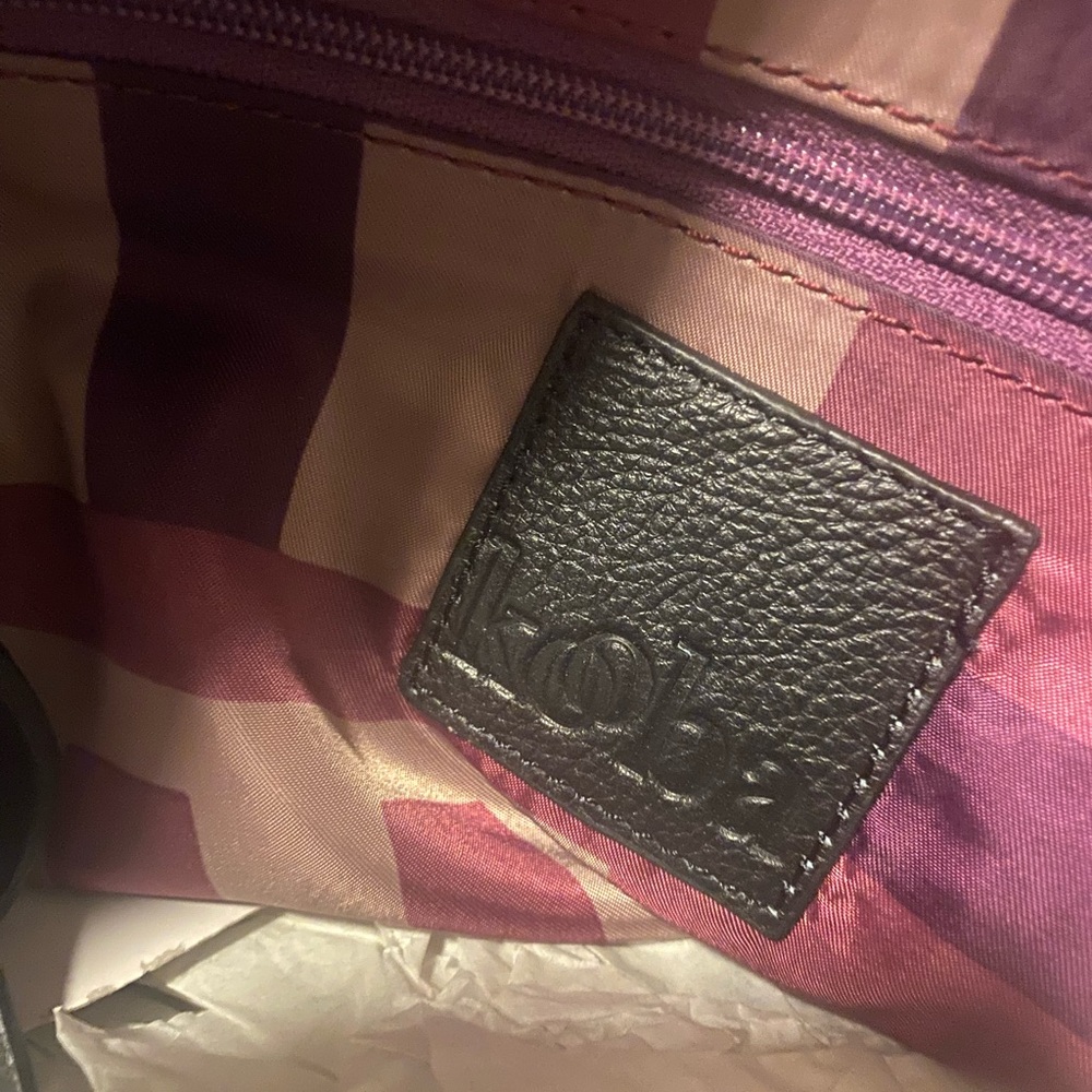 Black Leather Tote Bag with Gold Tone Accents - Picture 6 of 7